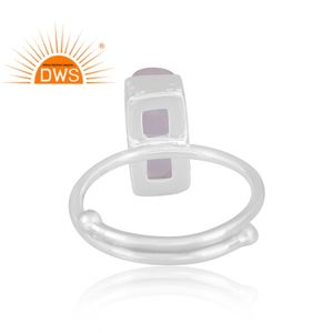 Anillo apilable de piedras preciosas de cuarzo rosa Natural de plata de ley de gran venta, joyería personalizada para mujer, regalo para ella - Product Image 4