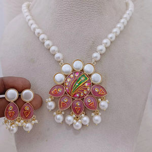 Meenakari artisanat Premium Antique poids léger collier Unique perle ornementation personnalisable en vrac ensembles de bijoux de mode - Product Image 1