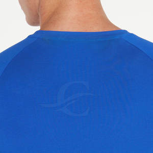 T-shirts de gym de couleur unie pour hommes avec manches courtes en polyester/coton tricoté prix d'usine en gros - Product Image 5