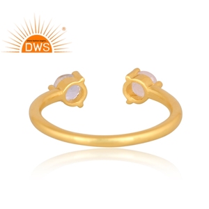 Venta caliente de plata esterlina chapada en oro Arco Iris Luna piedra y aguamarina piedra preciosa anillo ajustable Demi fabricante de joyería fina - Product Image 4