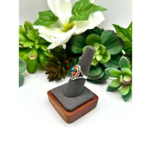 Navajo <b>Opal</b> & Sterling Silver <b>Ring</b> Size 7.75 Rose Gold Plated Bezel Set Fashionable & Trendy Gift with Natural Gemstones - Product Image 3