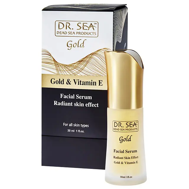 Facial Serum with Gold and Vitamin E - Radiant Skin Effect - by Dr.Sea Cosmetic Skin Care Face Daily Private Label 30 ml