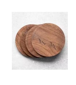 Posavasos de madera hechos a mano para tazas de té y café Juego de posavasos redondos de madera natural para uso doméstico y en restaurante - Product Image 1