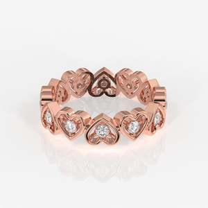 Round Cut Moissanite Diamond Heart <b>Eternity</b> Band Sterling <b>Silver</b> Wedding <b>Ring</b> - Product Image 6