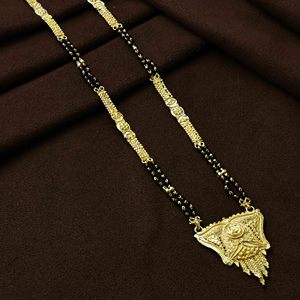 Venta al por mayor de mangalsutra micro largo de oro de 24 quilates para mujeres casadas, mangalsutra acabado dorado de uso diario, mangalsutra largo de boda india - Product Image 4