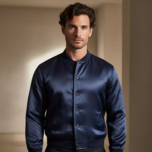 Chaqueta Bomber de Satén Personalizada para Hombre, con Botones, Cuello Redondo, Lona Impermeable, para Invierno, Estilo Urbano - Product Image 6
