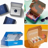 Boîtes d'expédition bleues personnalisables, recyclables, grand format, avec poignées, doublure en éponge, fermeture à rabat, pour chaussettes et fourrures, faciles à transporter