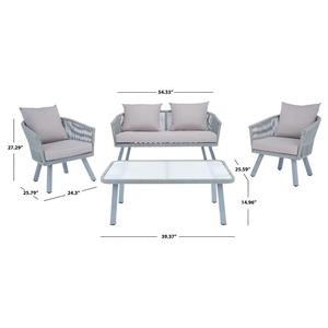 <b>Outdoor</b> Rattan <b>Garden</b> Set Patio Conversation Furniture <b>Cushioned</b> Chairs with Glass Top Table for Backyard Poolside - Product Image 6