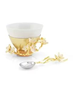 Bol décoratif exclusif en métal argenté avec un design de feuille d'or pour une maison luxueuse et une décoration festive - Product Image 5