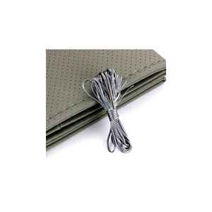 Funda de cuero para volante de coche cosida gris - Product Image 1