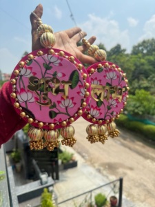 Shubh Labh tradicional Bandhani diseño colgante de pared Diwali puerta colgante Toran para decoración de entrada del Hogar con patrón de naturaleza muerta - Product Image 6