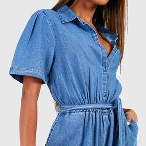 Combinaison en jean pour femme, style tendance 2026, respirante, sans bretelles, pantalon, 100% coton, combinaison slim - Product Image 4