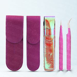 Premium Curved Straight Eyelash Tweezers with Protective <b>Pouch</b> Travel Friendly Lash Tools Kit for Beauty Salon and Personal Use - Product Image 5