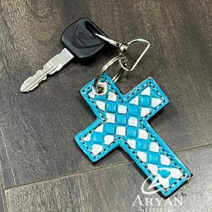 Porte-clés en cuir de vache véritable de qualité supérieure 2026, motif tissé, porte-clés religieux, breloque pour sac, achat en gros, cadeaux - Product Image 1