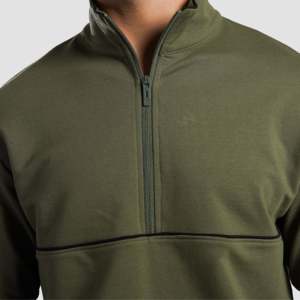 Suéter Premium de Punto con Media Cremallera, Talla XL, Diseño Sólido Color Oliva, Cremallera Personalizada, Logotipo Bordado y Serigrafiado, Forro Premium - Product Image 6