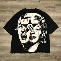 T-shirt sans manches pour homme en coton lourd surdimensionné, style vintage, imprimé graphique, épaules tombantes, col rond, streetwear, délavé, long, tricoté