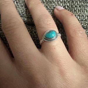 Everyday Blue <b>Turquoise</b> <b>Ring</b> Delicate 925 Sterling Silver Handmade December Birthstone Boho Gift For Her Jewelry Idea Hippie - Product Image 3