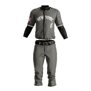 For <b>Baseball</b> Uniform Set Unisex Full Sleeve Striped Jersey Pants Breathable Cotton All Seasons Regular Fit Ronpex - Product Image 1
