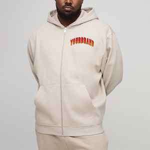 <b>Cheap</b> 100% Cotton Men's Zipper Hoodies Custom Embroidered Logo Winter Plain Dyed Street Wear Comfortable Hip Hop Sweatshirt Hood - Product Image 1
