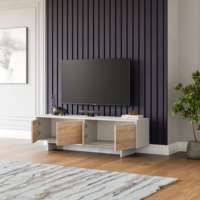 Meuble TV en bois Landy gris blanc moderne du fabricant turc Hot Seller Home Furniture pour le salon et la chambre à coucher