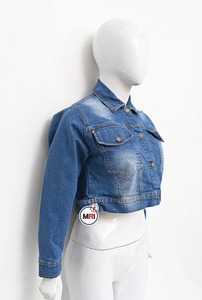 Vente en gros de veste courte pour femmes en denim respirant personnalisées coupe-vent d'hiver à col rabattu avec logo personnalisé confortable - Product Image 3