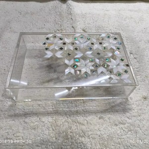 Récipient de stockage de nourriture en bois acrylique laqué Style arabe Eid Ramadan Cadeaux Set Mère Perle Incrustation Couvercle Direct Inde - Product Image 5