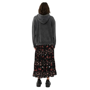 Streetwear Sweat à capuche noir pour femme Vintage French Terry Acid Wash Sweatshirt Anti-boulochage sweats à capuche respirants pour femme avec OEM - Product Image 4