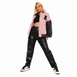 Chaqueta Varsity de Lona Transpirable con Estampado Personalizado para Mujer, Chaqueta de Invierno con Exterior de Lana y Relleno de Algodón, Suministro al por Mayor - Product Image 3