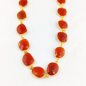 Cadena de conector de bisel de forma desigual de piedra preciosa cornalina Cadena de bisel de piedras preciosas de tamaño de forma libre para hacer joyas - Product Image 1