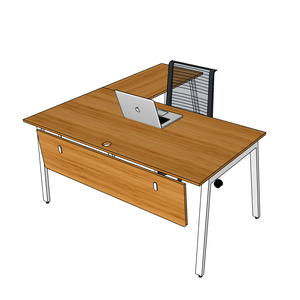 AtonBamboo L-shaped Folding Office <b>Desk</b> 160x160cm with Assembled Iron Legs & Drawer Plastic & Metal - Product Image 1