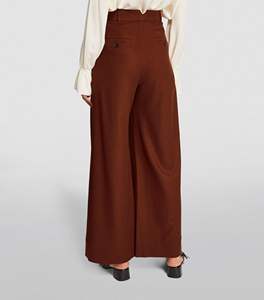100% coton matériel à la mode à la mode vêtements décontractés surdimensionné taille haute jambe large pantalon pantalon pour femmes - Product Image 6