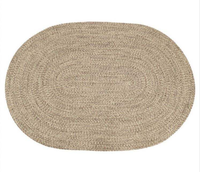 Tapis réversible vintage rustique moderne en jute écologique tissé avec du fil naturel beige pour les salons avec forme personnalisée