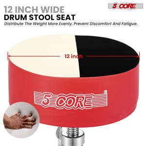 5 Core Drum Throne 5 Padded Guitar <b>Stool</b> Adjustable 310lbs Capacity Heavy Duty Seat w Velvet Top - Product Image 4