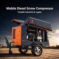 Compresseur d'air diesel robuste à vis 160 CV 13 bars, compresseur d'air portable remorquable pour le forage en carrière
