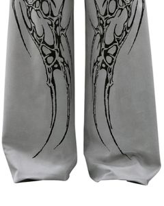 Pantalon de survêtement ample gris à imprimé tribal pour femme, style streetwear, coupe large, décontracté, en molleton, fabriqué par le fabricant - Product Image 5