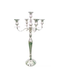 Candélabre simple de pièce maîtresse de bougeoir du cru 5 d'alliage métallique pour la table de pièce maîtresse de mariage - Product Image 1