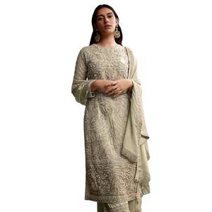 ชุดสูทพาลาซโซทำจากผ้าโปร่งบางสีเขียวมิ้นท์สำหรับผู้หญิงเสื้อผ้าแนวพื้นเมือง - Product Image 3