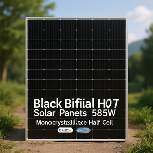 Panneau solaire HJT bifacial noir 585W monocristallin demi-cellule - Product Image 3