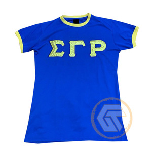 T-shirt de sororité pour femmes GREEK TREASURES Sigma Gamma Rho, 100% coton jersey, col rond, brodé, respirant pour l'été, vente en gros - Product Image 5