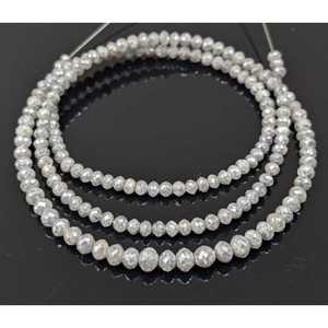 Perles rondes facettées en diamant blanc naturel à 100 %, 3-4,5 mm, élégantes, personnalisées, diamants en vrac - Product Image 3