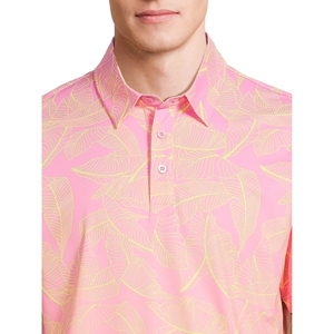 Chemise à manches courtes rose pour homme, en jersey tissé respirant, séchage rapide, avec poche, vêtement décontracté, 100% polyester, coupe classique - Product Image 5