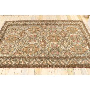 Alfombra Vintage Grande de 6.5x9.7 pies, Alfombra Turca de Lana con Diseño Floral en Tonos Marrón y Azul - Product Image 2