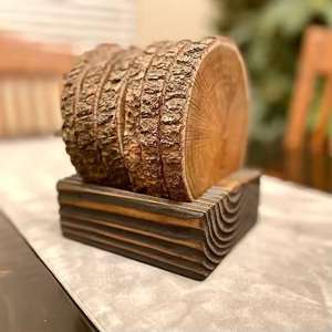 Juego de posavasos de té antiguo de madera de diseño decorativo Juego de posavasos de té de madera de decoración de vajilla de nuevo estilo - Product Image 5