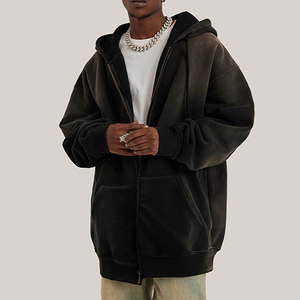 Sweat à capuche personnalisé épais 300-500 Gsm avec fermeture éclair complète et impression personnalisée vêtements d'hiver du fabricant pour l'automne - Product Image 6