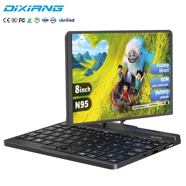 Windows 11 8 Inch Convertible Laptop Intel N95 Touch Screen Notebook 12GB DDR5 512GB SSD Business OEM Manufacturer DIXIANG