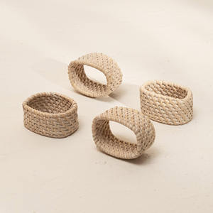 Rond de serviette en rotin de haute qualité ensemble décorations de table à manger tissage anneaux en osier pour serviettes - Product Image 4