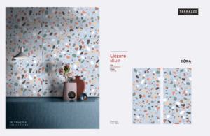 Azulejos de Porcelana Premium LICZERO con Aspecto de Terrazo Azul y Superficie Tallada - Product Image 2