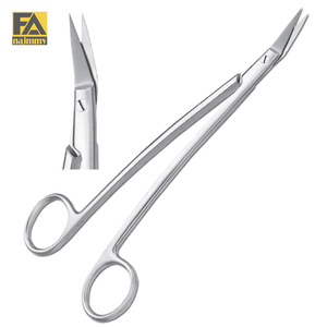 Tijeras de disección de doble curva Delicate Dean, cuchillas afiladas/dentadas manuales de acero inoxidable - Product Image 1