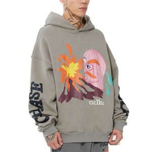 Sweat-shirt à capuche oversize pour homme Excllnc, gris, coton, streetwear, imprimé graphique, coupe classique, style automne - Product Image 6