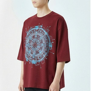 เสื้อยืดทรงบ็อกซี่สไตล์สตรีทสำหรับผู้ชาย ออกแบบพิเศษ แขนสั้น ผ้าฝ้ายคุณภาพสูง พร้อมโลโก้แบบกำหนดเอง - Product Image 3